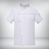 Maxbell Unisex Chef Coat Short Sleeve Top Uniform Chef Clothes Chef Jacket for Cafe White 2XL