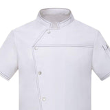 Maxbell Unisex Chef Coat Short Sleeve Top Uniform Chef Clothes Chef Jacket for Cafe White 2XL