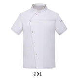 Maxbell Unisex Chef Coat Short Sleeve Top Uniform Chef Clothes Chef Jacket for Cafe White 2XL