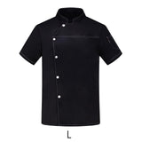 Maxbell Unisex Chef Coat Short Sleeve Top Uniform Chef Clothes Chef Jacket for Cafe Black Color L