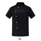 Maxbell Unisex Chef Coat Short Sleeve Top Uniform Chef Clothes Chef Jacket for Cafe Black XL