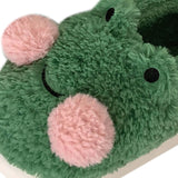 Maxbell Cartoon Women Frog Shape Plush Slippers Non Slip for Home Farmhouse Girls 36-37