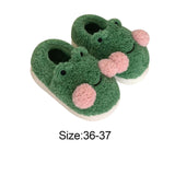 Maxbell Cartoon Women Frog Shape Plush Slippers Non Slip for Home Farmhouse Girls 36-37