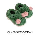 Maxbell Cartoon Women Frog Shape Plush Slippers Non Slip for Home Farmhouse Girls 36-37