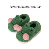 Maxbell Cartoon Women Frog Shape Plush Slippers Non Slip for Home Farmhouse Girls 36-37