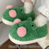 Maxbell Cartoon Women Frog Shape Plush Slippers Non Slip for Home Farmhouse Girls 36-37