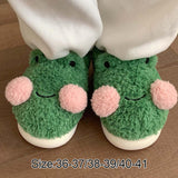 Maxbell Cartoon Women Frog Shape Plush Slippers Non Slip for Home Farmhouse Girls 36-37