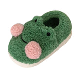 Maxbell Cartoon Women Frog Shape Plush Slippers Non Slip for Home Farmhouse Girls 36-37