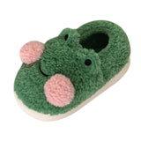 Maxbell Cartoon Women Frog Shape Plush Slippers Non Slip for Home Farmhouse Girls 36-37