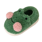 Maxbell Cartoon Women Frog Shape Plush Slippers Non Slip for Home Farmhouse Girls 36-37