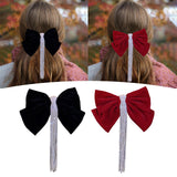 Maxbell Bowknot Fringe Hair Clip Styling Headdress for Valentine'S Day Anniversary Black