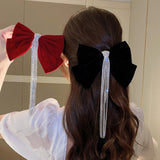 Maxbell Bowknot Fringe Hair Clip Styling Headdress for Valentine'S Day Anniversary Black