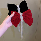 Maxbell Bowknot Fringe Hair Clip Styling Headdress for Valentine'S Day Anniversary Black