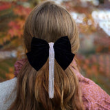 Maxbell Bowknot Fringe Hair Clip Styling Headdress for Valentine'S Day Anniversary Black