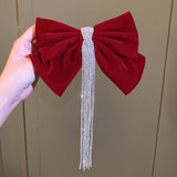 Maxbell Bowknot Fringe Hair Clip Styling Headdress for Valentine'S Day Anniversary Red