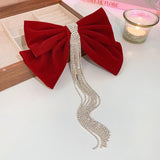 Maxbell Bowknot Fringe Hair Clip Styling Headdress for Valentine'S Day Anniversary Red