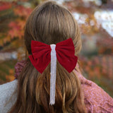 Maxbell Bowknot Fringe Hair Clip Styling Headdress for Valentine'S Day Anniversary Red
