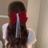 Maxbell Bowknot Fringe Hair Clip Styling Headdress for Valentine'S Day Anniversary Red