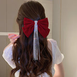 Maxbell Bowknot Fringe Hair Clip Styling Headdress for Valentine'S Day Anniversary Red