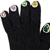 Maxbell Women Winter Warm Gloves Long Wrist Faux Rhinestone Touchscreen Knit Gloves