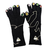 Maxbell Women Winter Warm Gloves Long Wrist Faux Rhinestone Touchscreen Knit Gloves