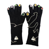 Maxbell Women Winter Warm Gloves Long Wrist Faux Rhinestone Touchscreen Knit Gloves