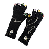 Maxbell Women Winter Warm Gloves Long Wrist Faux Rhinestone Touchscreen Knit Gloves