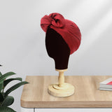 Maxbell Woman Head Turban Hat Head Wrap Soft Breathable Accessory Multifunction Dark Red