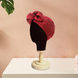 Maxbell Woman Head Turban Hat Head Wrap Soft Breathable Accessory Multifunction Dark Red