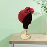 Maxbell Woman Head Turban Hat Head Wrap Soft Breathable Accessory Multifunction Dark Red