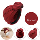 Maxbell Woman Head Turban Hat Head Wrap Soft Breathable Accessory Multifunction Dark Red