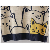 Maxbell V Neck Knitted Sweater Vest Waistcoat Cute Cartoon Animal Patterns