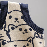 Maxbell V Neck Knitted Sweater Vest Waistcoat Cute Cartoon Animal Patterns
