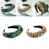 Maxbell Baroque Style Crystal Stone Headband Hair Hoop Comfortable for Wedding Bridal Green