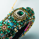 Maxbell Baroque Style Crystal Stone Headband Hair Hoop Comfortable for Wedding Bridal Green