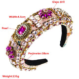 Maxbell Baroque Style Crystal Stone Headband Hair Hoop Comfortable for Wedding Bridal Green