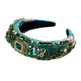 Maxbell Baroque Style Crystal Stone Headband Hair Hoop Comfortable for Wedding Bridal Green