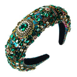 Maxbell Baroque Style Crystal Stone Headband Hair Hoop Comfortable for Wedding Bridal Green