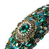 Maxbell Baroque Style Crystal Stone Headband Hair Hoop Comfortable for Wedding Bridal Green