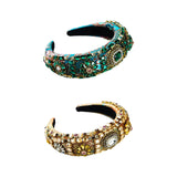 Maxbell Baroque Style Crystal Stone Headband Hair Hoop Comfortable for Wedding Bridal Green