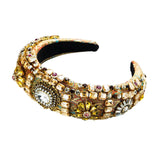 Maxbell Baroque Style Crystal Stone Headband Hair Hoop Comfortable for Wedding Bridal Brown