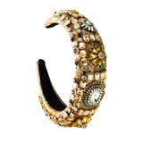 Maxbell Baroque Style Crystal Stone Headband Hair Hoop Comfortable for Wedding Bridal Brown