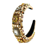 Maxbell Baroque Style Crystal Stone Headband Hair Hoop Comfortable for Wedding Bridal Brown