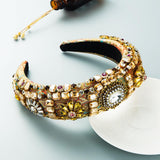 Maxbell Baroque Style Crystal Stone Headband Hair Hoop Comfortable for Wedding Bridal Brown