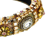 Maxbell Baroque Style Crystal Stone Headband Hair Hoop Comfortable for Wedding Bridal Brown