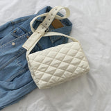 Maxbell Female Woman Casual Shoulder Bag Soft Quilted Fashion Strap Length 132cm White