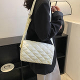 Maxbell Female Woman Casual Shoulder Bag Soft Quilted Fashion Strap Length 132cm White