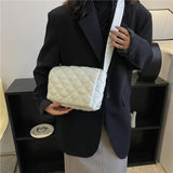 Maxbell Female Woman Casual Shoulder Bag Soft Quilted Fashion Strap Length 132cm White