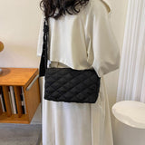 Maxbell Female Woman Casual Shoulder Bag Soft Quilted Fashion Strap Length 132cm Black