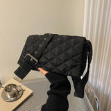 Maxbell Female Woman Casual Shoulder Bag Soft Quilted Fashion Strap Length 132cm Black
